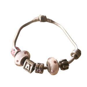 Pandora Moments Charm Bracelet With 7 Charms Pink Sterling Silver
